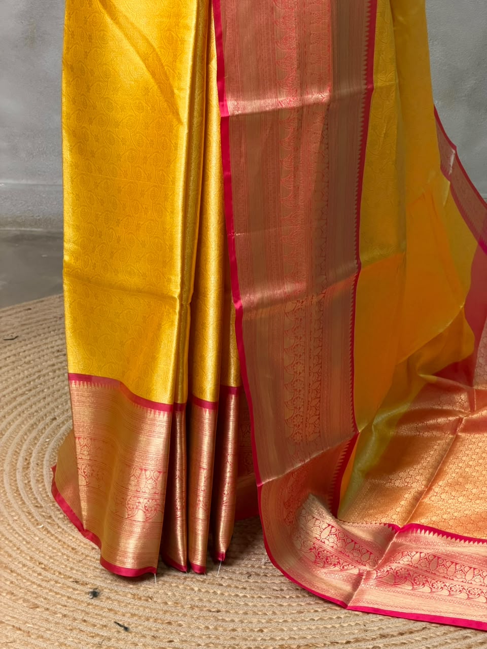 Yellow and Red Tissue banarasi silk saree -PASILK3