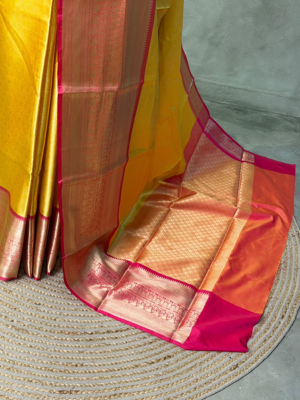 Yellow and Red Tissue banarasi silk saree -PASILK3