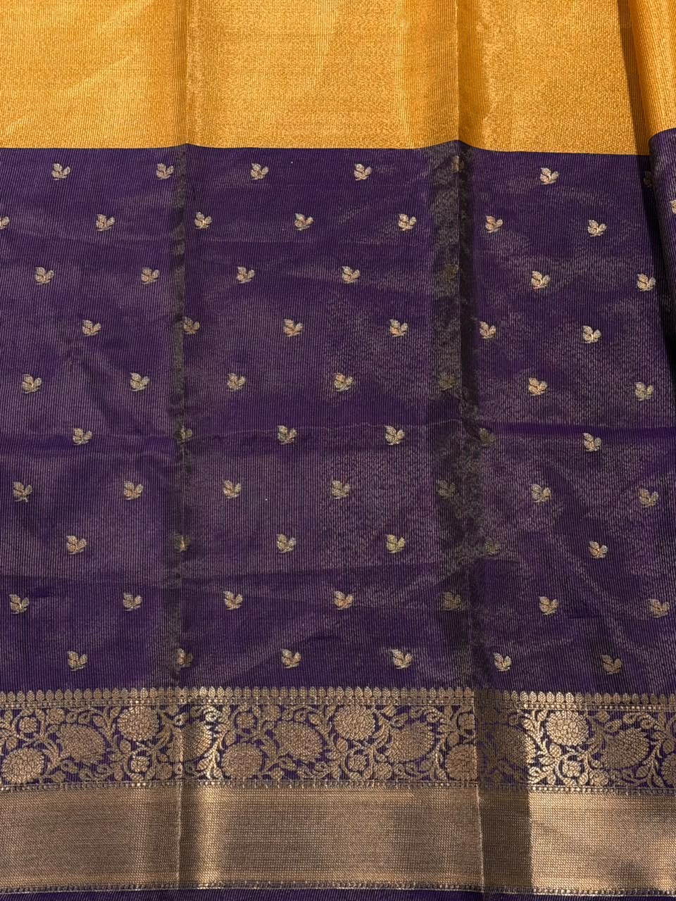 Yellow and Violet Tissue banarasi silk saree -PFAZ23
