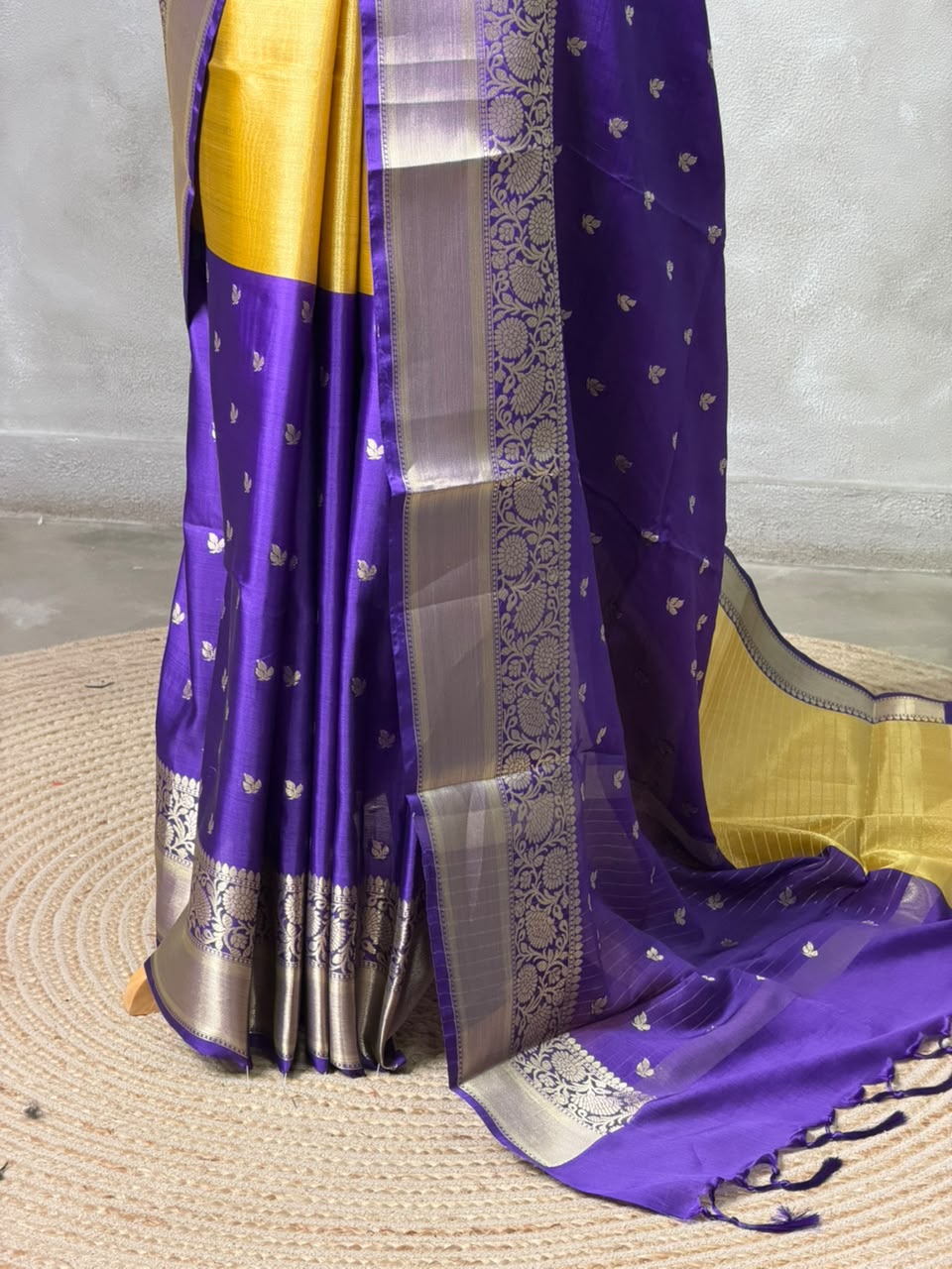 Yellow and Violet Tissue banarasi silk saree -PFAZ23
