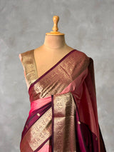 Pink and Maroon Tissue banarasi silk saree -PFAZ22