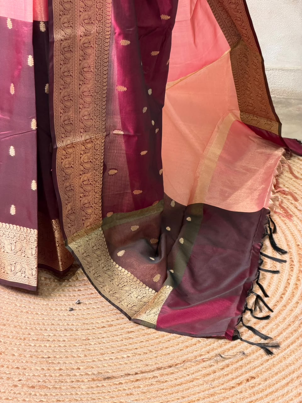 Pink and Maroon Tissue banarasi silk saree -PFAZ22