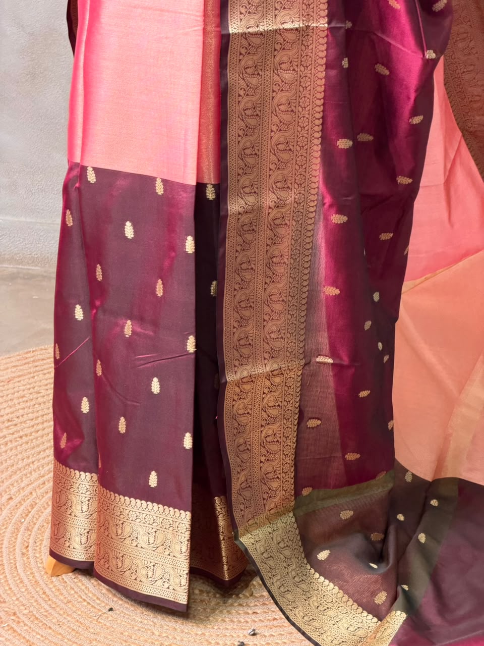 Pink and Maroon Tissue banarasi silk saree -PFAZ22