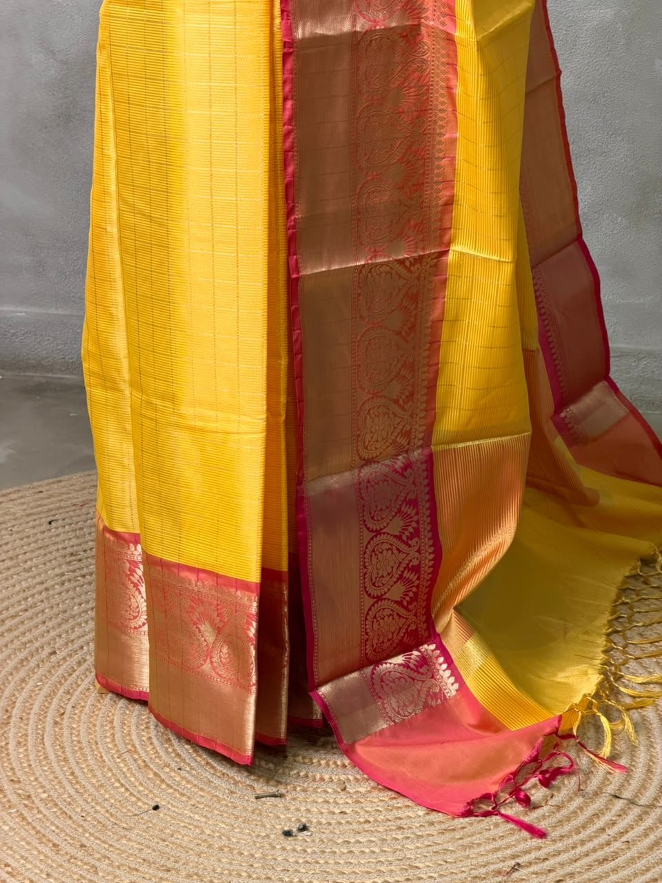 Yellow and Red Tissue banarasi silk saree -PASILK3A