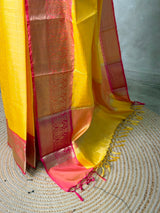 Yellow and Red Tissue banarasi silk saree -PASILK3A