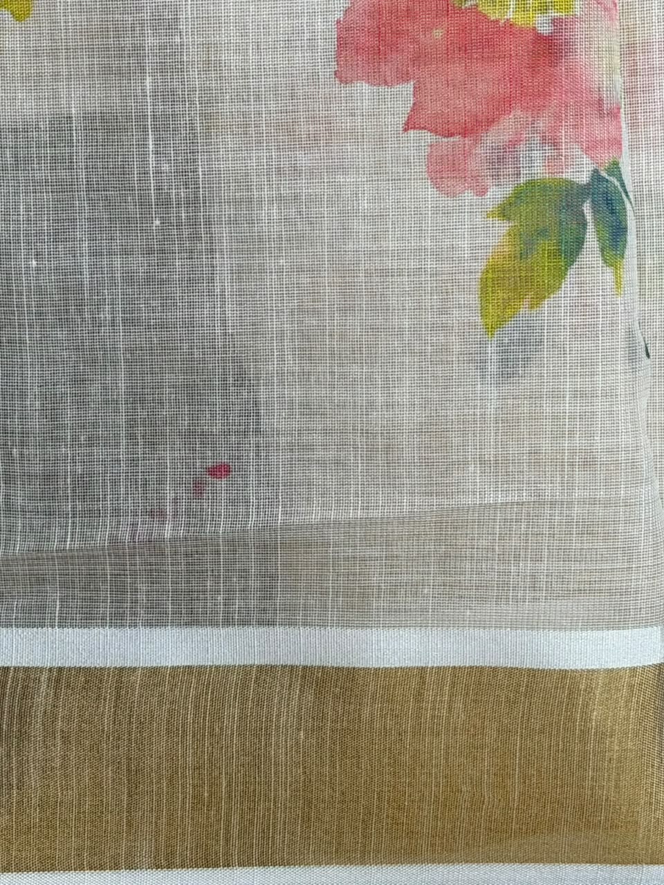 Off white soft semi linen saree -PONAM26N2