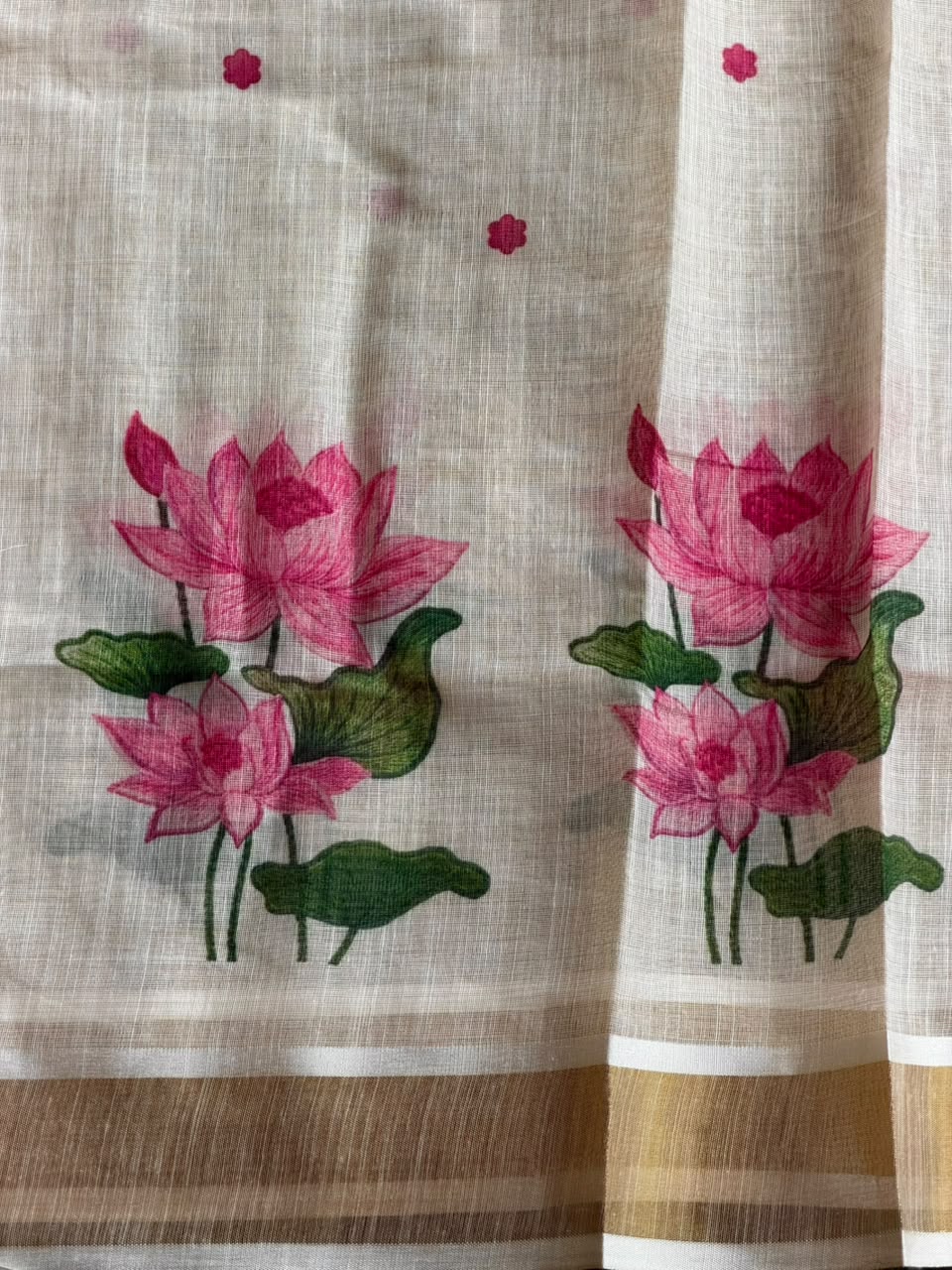 Off white soft semi linen saree -PONAM26N6