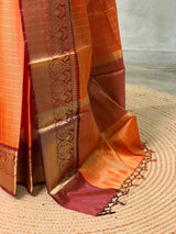 Rust orange banarasi silk saree -PASILK1A