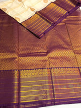 Sandal and Violet Semi kanchipuram silk saree- PSSR344