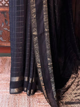 Black viscose Crepe saree - PBRVT1B