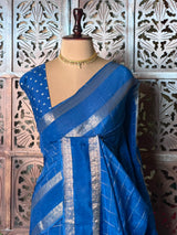 Blue viscose Crepe saree - PBRVT1E