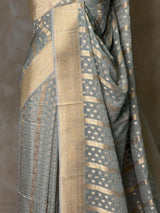 Grey Banarasi Gerogette saree - PBRHS1I