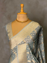 Grey Banarasi Gerogette saree - PBRHS1I