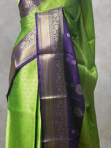 Parrot Green and Blue Tissue banarasi silk saree -PASILK6C