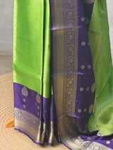 Parrot Green and Blue Tissue banarasi silk saree -PASILK6C