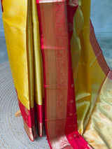 Yellow and Red Tissue banarasi silk saree -PASILK6A