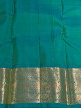 Lime Green and Aqua blue Vintage Kanchipuram Silk saree - PPUREN5