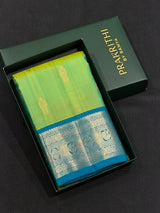 Green and Blue Pure Vintage Kanchipuram Silk saree - PPUREN6