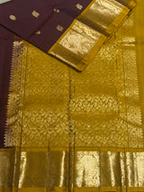 Brown and Olive Green Pure Vintage Kanchipuram Silk saree - PPUREN15