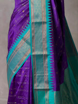Violet and Aqua blue Silk saree - PBRZU1B