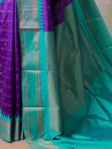 Violet and Aqua blue Silk saree - PBRZU1B
