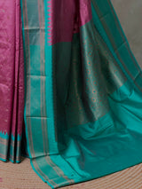 Onion Pink and Aqua blue Silk saree - PBRZU1C