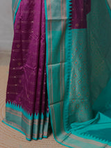Deep Wine and Aqua blue Silk saree - PBRZU1D