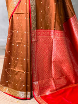 Light Brown and Red Silk saree - PBRZU2E