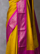Mustard yellow and Magenta Silk saree - PBRZU3B