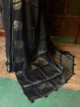 Black viscose georgette saree - PBRVT3B