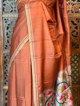 Rust brown semi tusser saree - PBRBAL1B