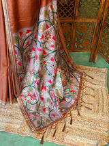Rust brown semi tusser saree - PBRBAL1B