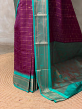 Dark Wine and aqua blue Silk saree - PBRZU4E