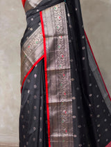 Black and Red Silk saree - PBRZU5