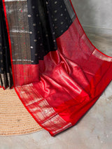 Black and Red Silk saree - PBRZU5