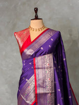 Violet and Red Silk saree - PBRZU5A