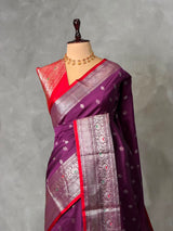 Wine and Red Silk saree - PBRZU5C