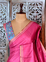 Dark Pink semi tusser saree - PBRBAL3