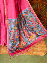 Dark Pink semi tusser saree - PBRBAL3