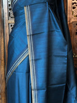 Blue semi tusser saree - PBRBAL2C