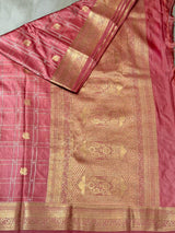 Nude Peach Soft satin banarasi silk saree -PBRNAK1A