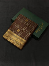 coffee Brown Soft satin banarasi silk saree -PBRNAK1C