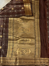 coffee Brown Soft satin banarasi silk saree -PBRNAK1C