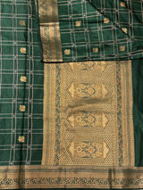Bottle Green Soft satin banarasi silk saree -PBRNAK1D