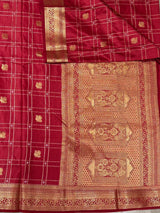Maroon Soft satin banarasi silk saree -PBRNAK1E