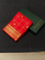 Red Soft satin banarasi silk saree -PBRNAK1F