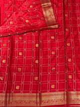 Red Soft satin banarasi silk saree -PBRNAK1F