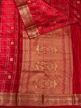 Red Soft satin banarasi silk saree -PBRNAK1F