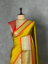 Olive Green and Red Silk saree - PBRZU6E