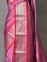 Onion Pink and Red Silk saree - PBRZU6B